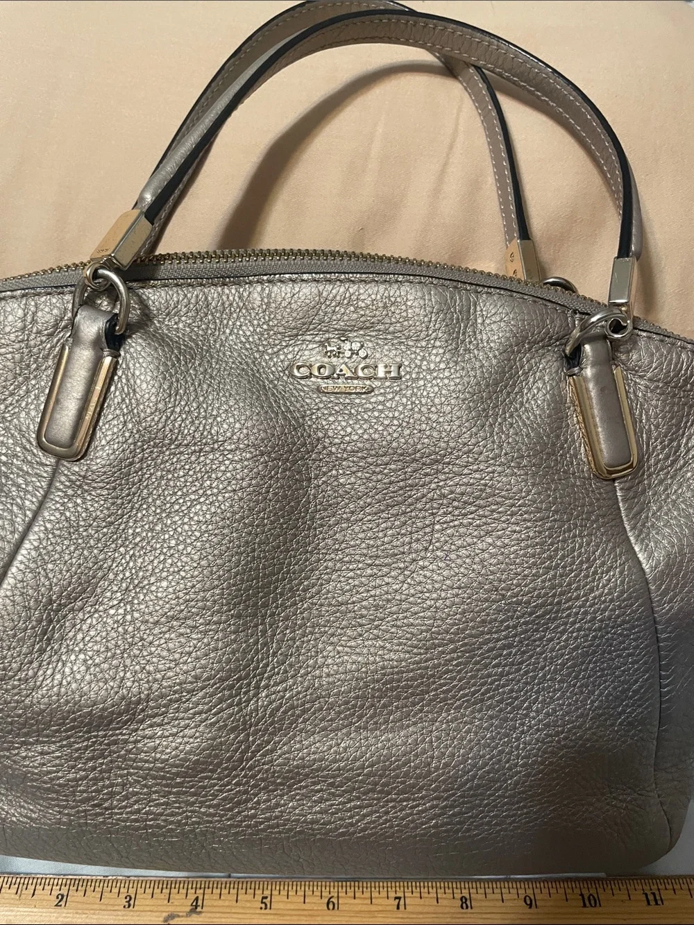 Coach Kelsey Satchel metallic gold pebbled leather